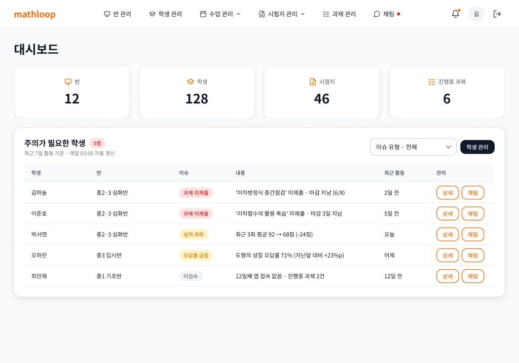 선생님 앱 대시보드